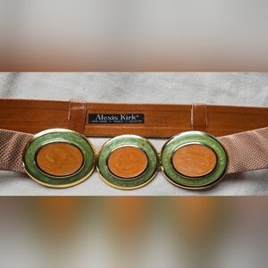 Vintahe Alexis Kirk Reptile Belt: Gold, Green, Orange
